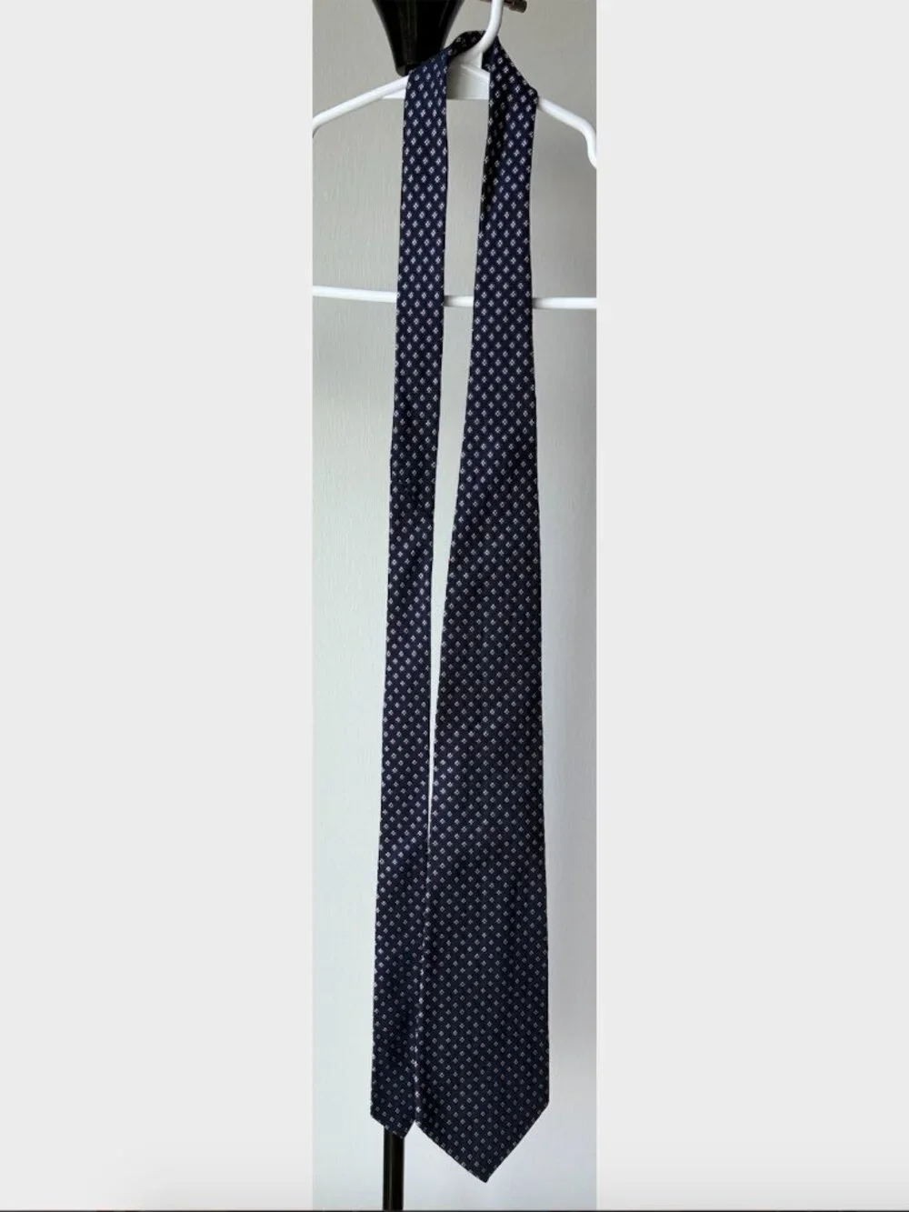 J. Crew Silk Navy, Purple, & White Diamond Tie - Handmade